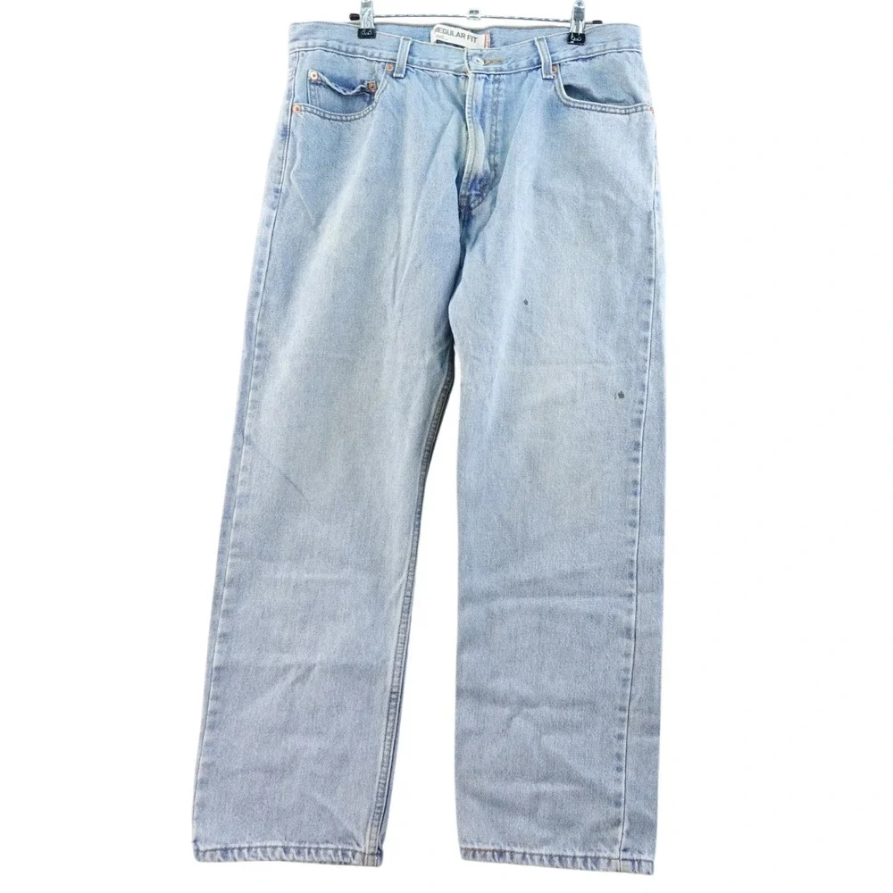 Vintage Levis 505‎ Mens 36x30 Jeans Light Wash Regular Fit Denim Pants Workwear